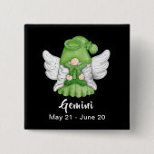 Gnome Gemini Astrologie Signatur Angel Pinback But Button (Vorderseite)