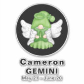 Gnome Gemini Astrologie signieren Engel 8" Vinyl S Aufkleber (Vorderseite)