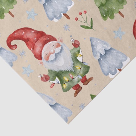 Gnome Geschenkpapier Wrapping Tissue Beige Wasserf Seidenpapier (Detail)