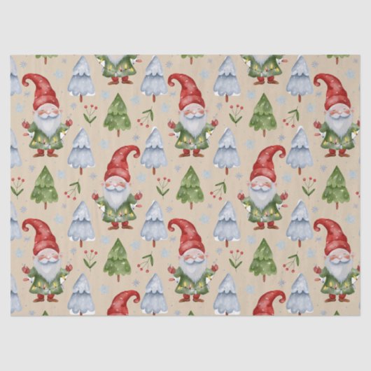 Gnome Geschenkpapier Wrapping Tissue Beige Wasserf Seidenpapier (Vorderseite)