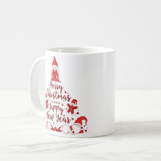 Gnome & Gingerbread Christmas Tree Kaffeetasse (Vorderseite Links)