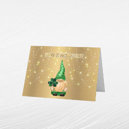 Gnome Gold Lights Kleeblatt St Patricks Day Feiertagskarte