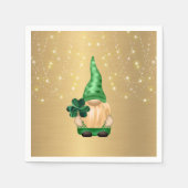 Gnome Gold Lights Kleeblatt St Patricks Day Serviette (Vorderseite)