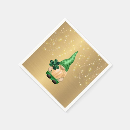 Gnome Gold Lights Kleeblatt St Patricks Day Serviette (Ecke)
