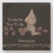 Gnome Gonk Zitat Niedlich Black Personalisiert Steinuntersetzer (Vorderseite)