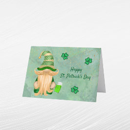 Gnome Green Gold Kleeblatt Beer St Patricks Day Feiertagskarte