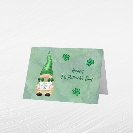 Gnome Green Gold Kleeblatt St Patricks Day Feiertagskarte