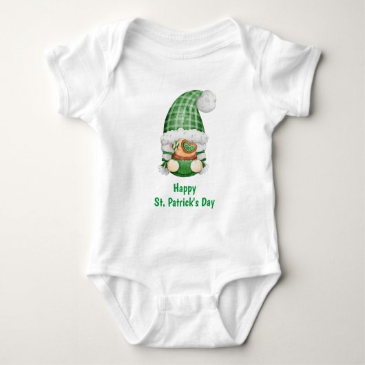Gnome Green Niedlich Adorable St. Patrick's Day Baby Strampler (Vorderseite)