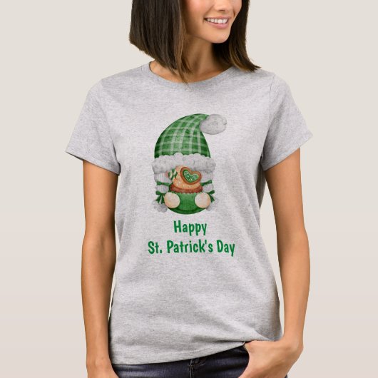 Gnome Green Niedlich Adorable St. Patrick's Day T-Shirt (Vorderseite)