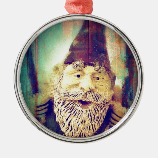 Gnome Grunge Silbernes Ornament (Vorne)
