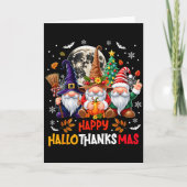 Gnome Hallothanksmas Halloween Thanksgiving Christ Karte (Vorderseite)