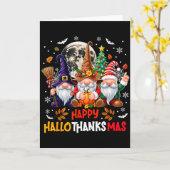 Gnome Hallothanksmas Halloween Thanksgiving Christ Karte (Gelbe Blume)