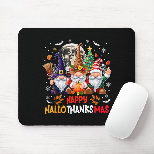 Gnome Hallothanksmas Halloween Thanksgiving Christ Mousepad (Mit Mouse)