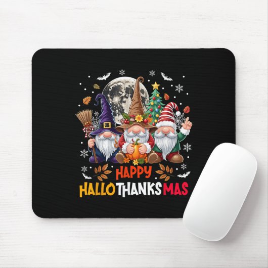 Gnome Hallothanksmas Halloween Thanksgiving Christ Mousepad (Mit Mouse)