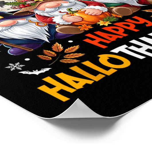 Gnome Hallothanksmas Halloween Thanksgiving Christ Poster (Ecke)