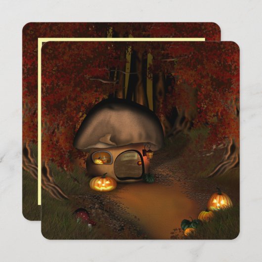 Gnome Halloween Zuhause Einladung (Vorne/Hinten)