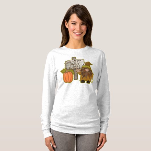Gnome Happy Fall Y'all! | Orange Pumpkin | Schild T-Shirt (Vorne ganz)
