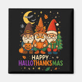 Gnome Happy Hallothanksmas Shirt Erntedank Xmas Magnet (Vorne)