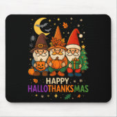 Gnome Happy Hallothanksmas Shirt Erntedank Xmas Mousepad (Vorne)