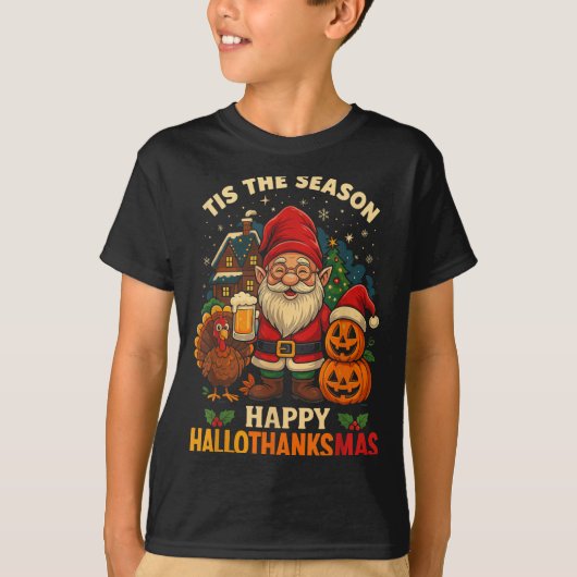 Gnome Happy Hallothanksmas Shirt Halloween Thanksg (Vorderseite)