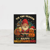Gnome Happy Hallothanksmas Shirt Halloween Thanksg Karte (Vorderseite)