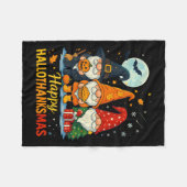 Gnome Happy Hallothanksmas Shirt Halloween Xmas TH Fleecedecke (Vorderseite (Horizontal))