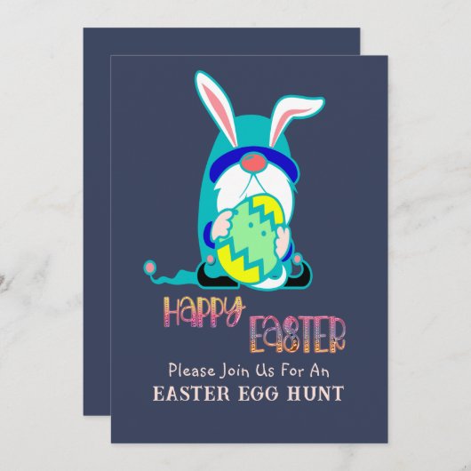 Gnome Happy Oaster Egg Hunt Einladung (Vorne/Hinten)