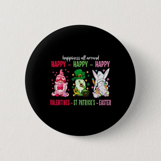 Gnome Happy Valentine St Patrick Ostern Glück Button (Vorderseite)