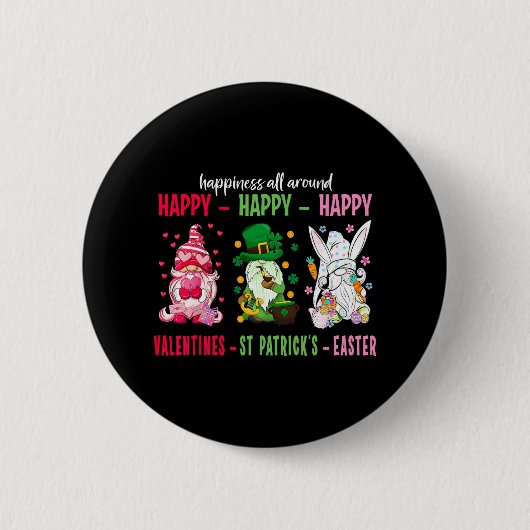 Gnome Happy Valentine St Patrick Ostern Glück Button (Vorderseite)