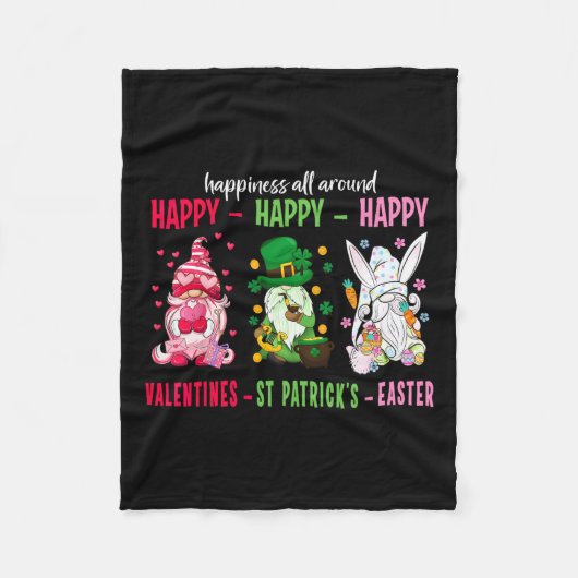 Gnome Happy Valentine St Patrick Ostern Glück Fleecedecke (Vorderseite)