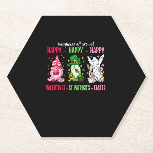 Gnome Happy Valentine St Patrick Ostern Glück Untersetzer (Vorderseite)