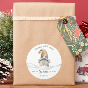 Gnome hausgemachte Waren Holiday Baking Personalis Runder Aufkleber