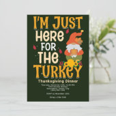 Gnome Here For Turkey Erntedank Dinner Einladung (Stehend Vorderseite)