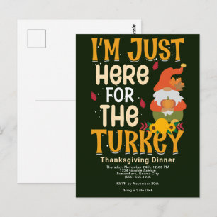 Gnome Here for Turkey Erntedank Dinner Postkarte