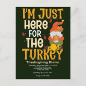 Gnome Here for Turkey Erntedank Dinner Postkarte (Vorderseite)