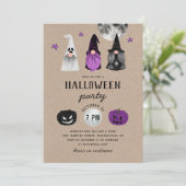 Gnome Hexen, Ghost. Halloween-Party Rustic Kraft Einladung (Stehend Vorderseite)