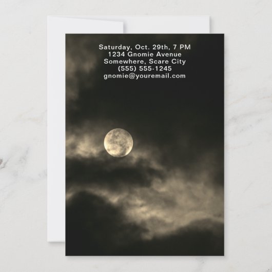 Gnome Hexen Vollmond Halloween-Party Einladung (Rückseite)