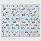 Gnome, Hirsche und Schneemänner in Schneeflocken Geschenkpapier (Flach)