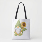 Gnome Holding a Sunflower and Notes on a Tote Bag Tasche (Vorderseite)
