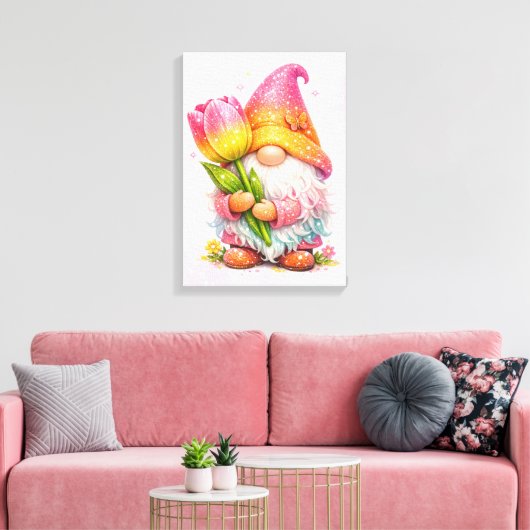 Gnome holding a tulip  leinwanddruck (Insitu (Wohnzimmer))