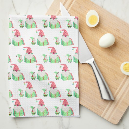 Gnome Holiday Kitchtuch Geschirrtuch (Viertel Falte)