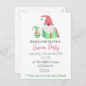 Gnome Holiday Party Einladung Postkarte (Vorne/Hinten)