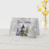 Gnome House Gold Confetti Lila Geburtstag Karte (Gelbe Blume)