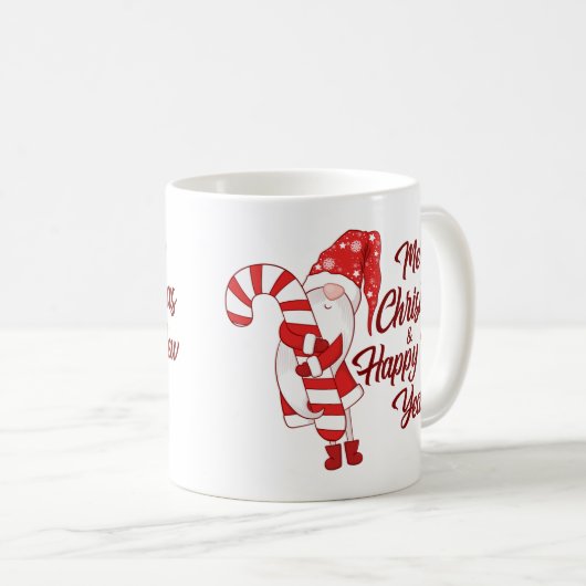Gnome Hugging Candy Cane Holiday Kaffeetasse (VorderseiteRechts)