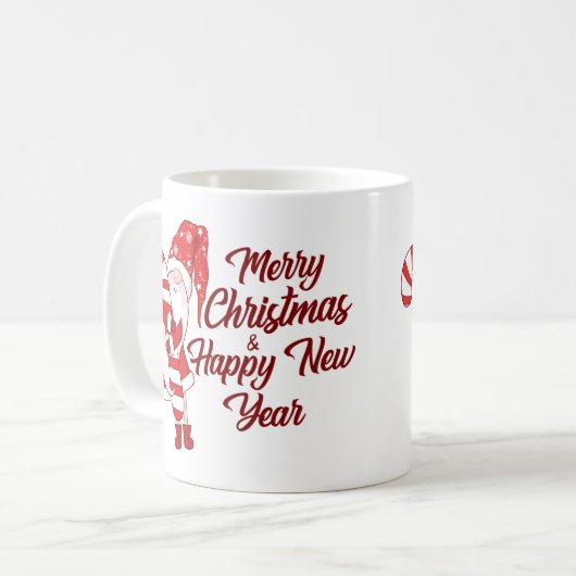 Gnome Hugging Candy Cane Holiday Kaffeetasse (Vorderseite Links)