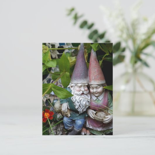 Gnome im Garten Postkarte (Stehend Vorderseite)