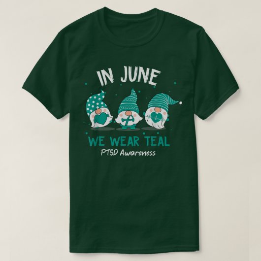 Gnome im Juni tragen wir Aquamarine Band PTSD Bewu T-Shirt (Design vorne)