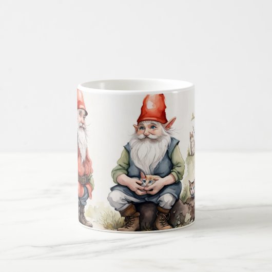 Gnome im Land der Katzen Kaffeetasse (Mittel)