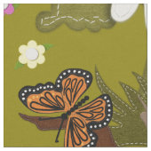 Gnome im Pilzwald Stoff (Nahaufnahme)