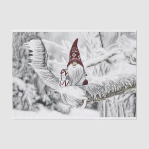 Gnome im Schnee Aquarellmalerei Seidenpapier